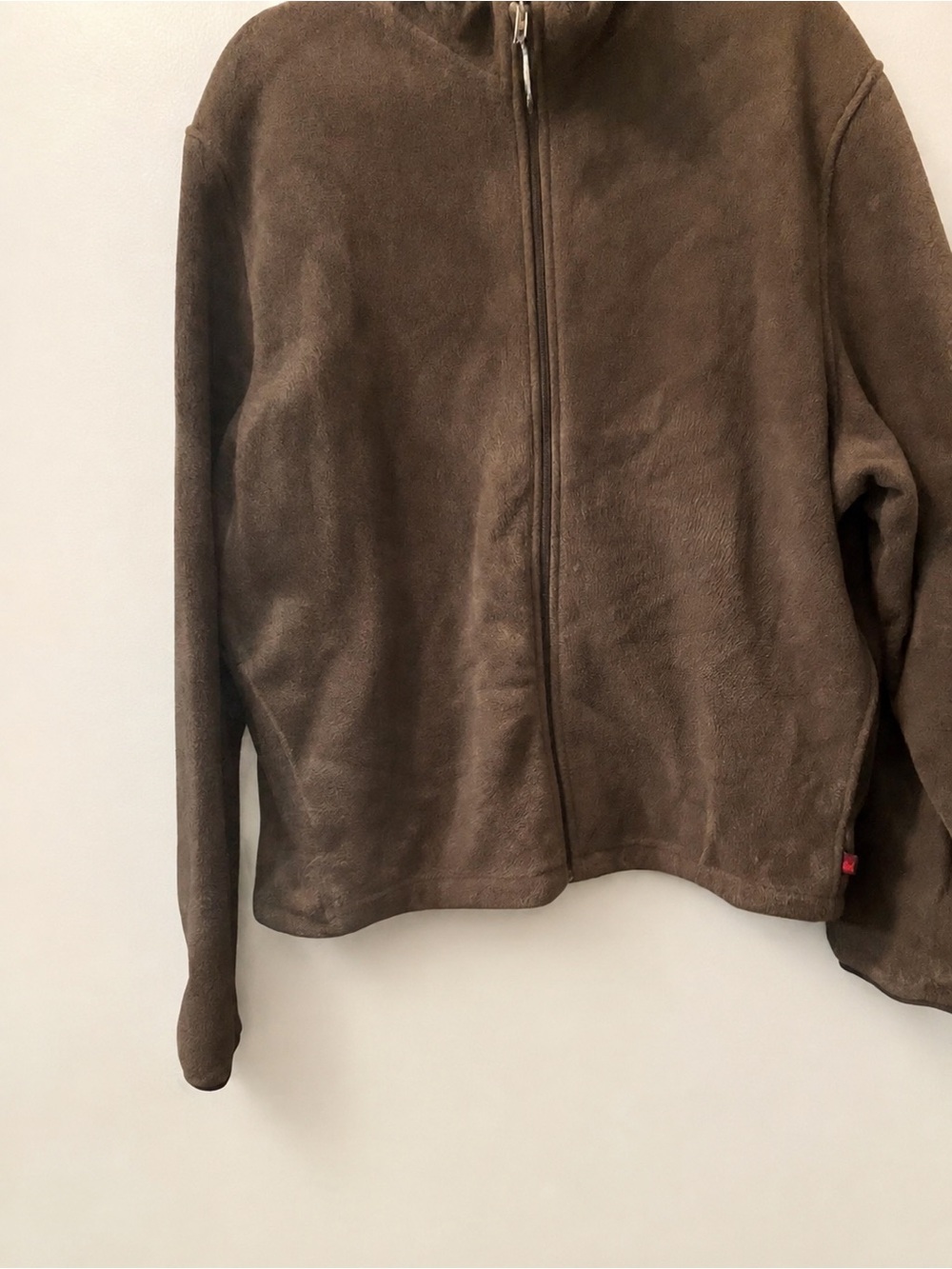 Woolrich Men’s XL Brown Full Zip Fleece Jacket Interior Pockets